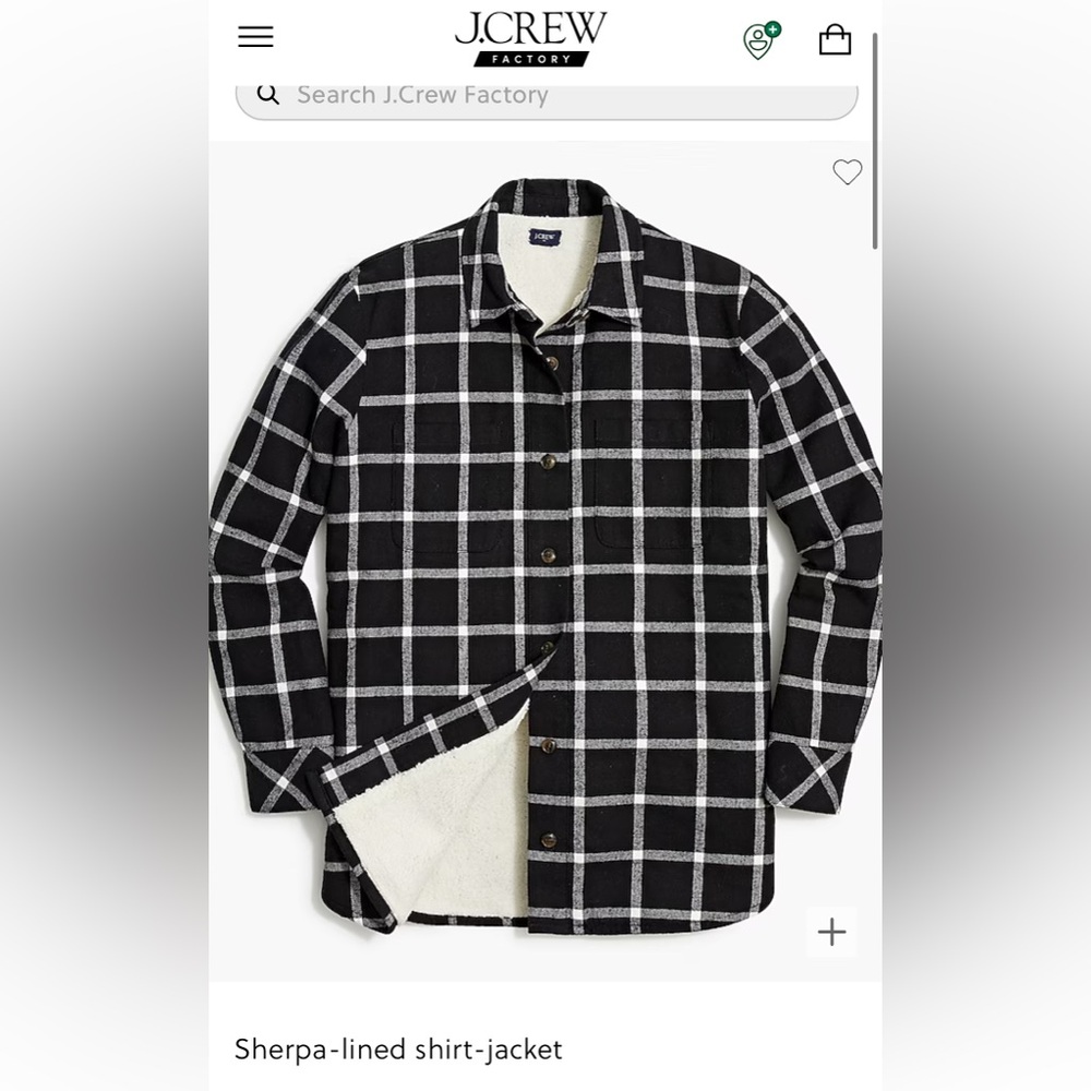 JCrew Factory Sherpa Lined Shirt Jacket